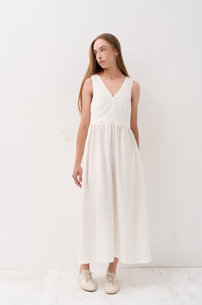 Сарафан льон бохо айворі (СН 32)